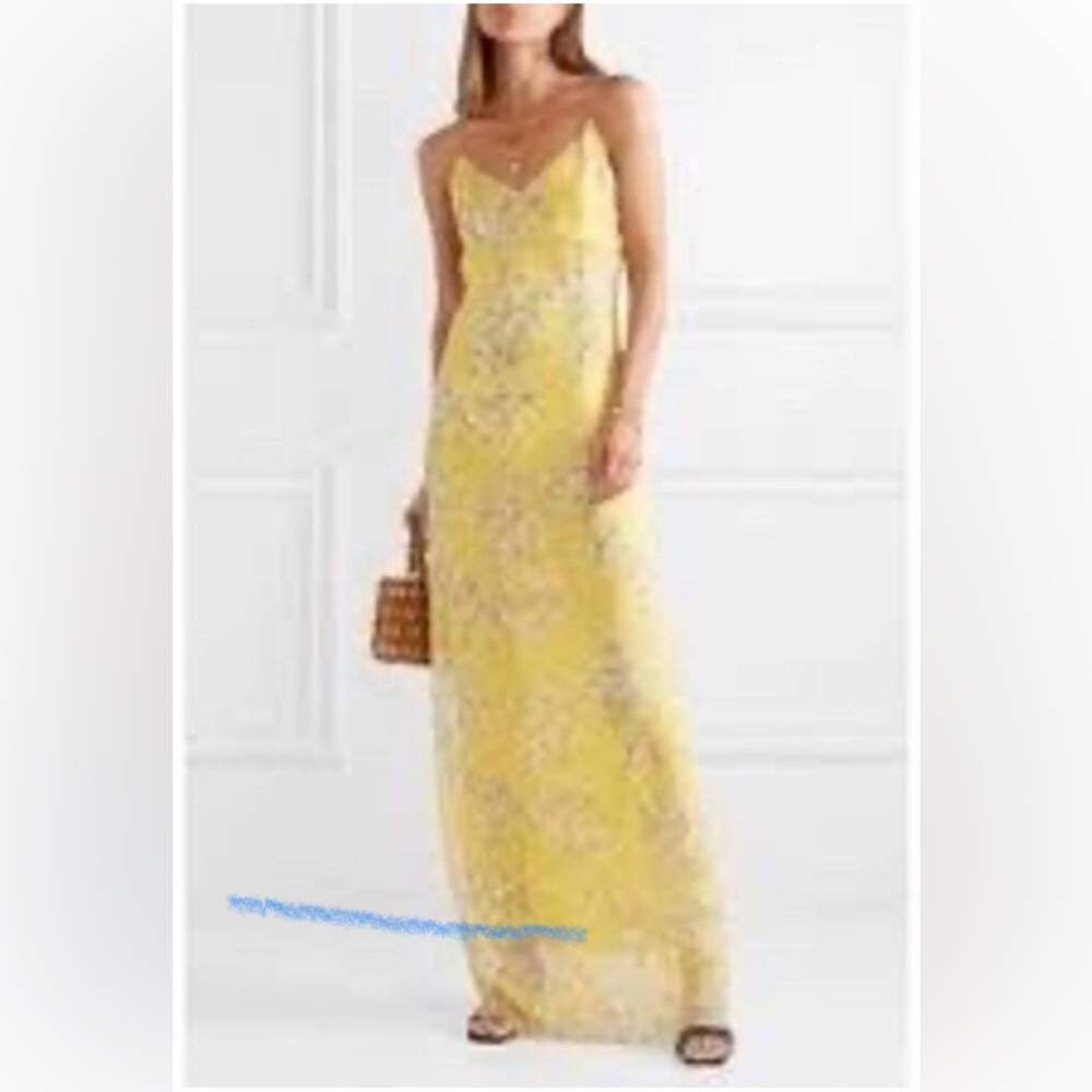 Eywasouls Malibu Sophia Yellow Blossom Chiffon Maxi Dress- XS